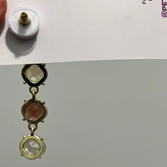 Petit Moments Revolve Post Back Gold Tone Quadruple Gem Dangly Earrings - Picture 6 of 6